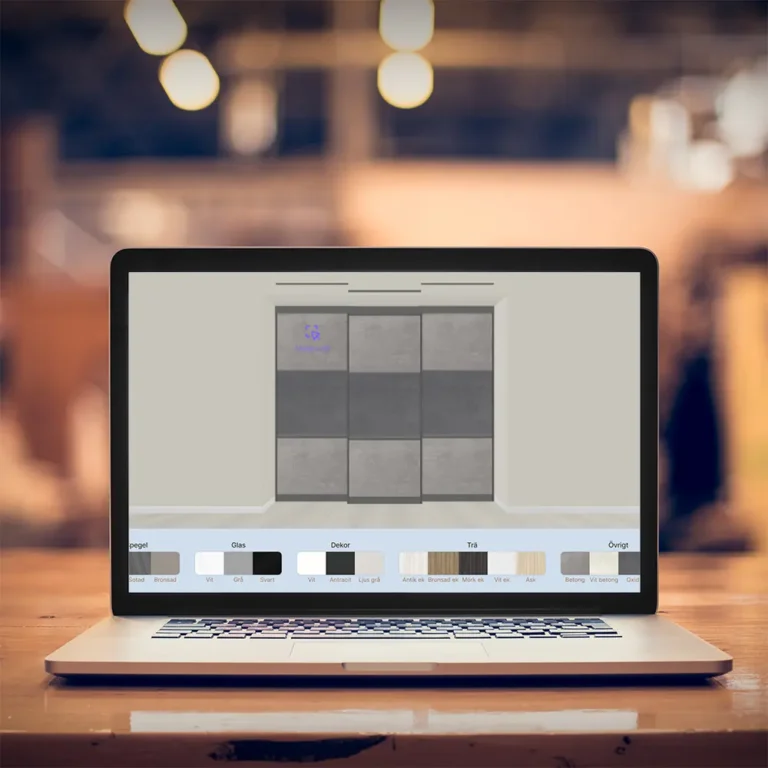 Designa era måttanpassade skjutdörrar i vårt ritverktyg Garderobsfabriken